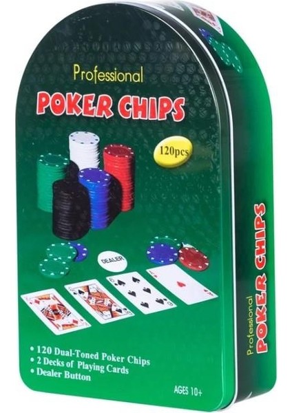 Poker Oyun Seti 120 Parça Metal Kutulu
