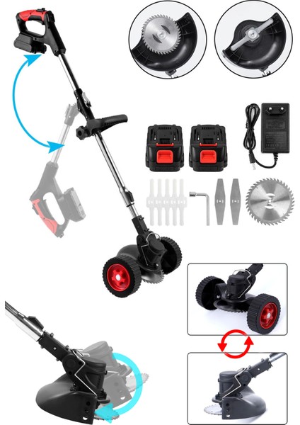 Panasonic Çift Akülü 21 V 2 Ah Kömürsüz Motor Çim Çalı Ot Biçme Tırpanı Teleskopik Uzatma Kolu modelleri