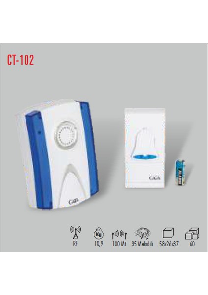 CT-102 Uzaktan Kumandalı Zil 10 Adet Cata