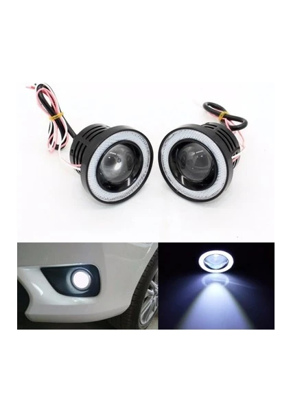 Angel Far 89 mm Beyaz Mercekli Angel LED Halkalı Sis LED 2 Adet