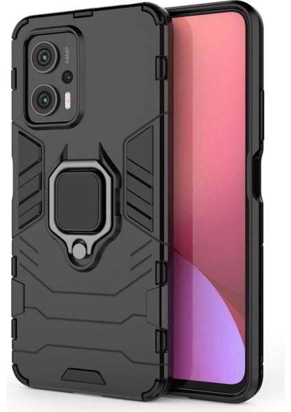 Xiaomi Redmi Note 11T Pro Plus Batman Serisi Yüzük Standlı Armor Kılıf - Siyah