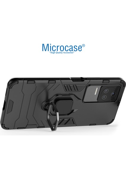 Xiaomi Poco F4 Batman Serisi Yüzük Standlı Armor Kılıf - Siyah