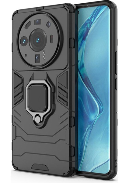 Xiaomi Mi 12 Ultra Batman Serisi Yüzük Standlı Armor Kılıf - Siyah