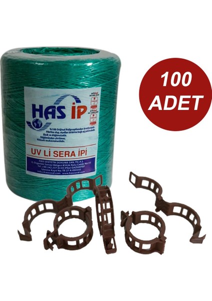 Has Sera Ipi ve Bitki Klipsi Fide Bağlama Ipi 100 Adet Her Bitkiyle Uyumlu Bitki Klipsi
