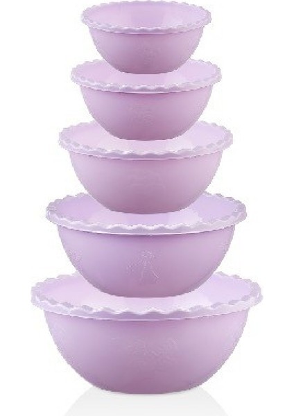5 Li Tırtıllı Yuvarlak Badya Set