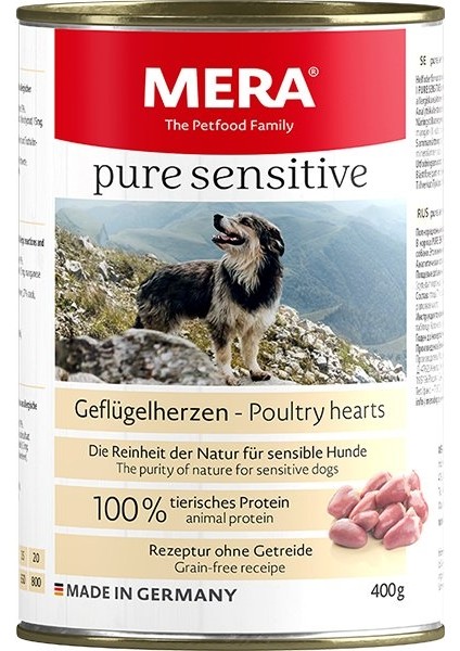 Cosmopol Store Mera Pure Sensitive Adult Kümes Hayvanlı & Yürekli Yetişkin Köpek Konservesi 400 gr