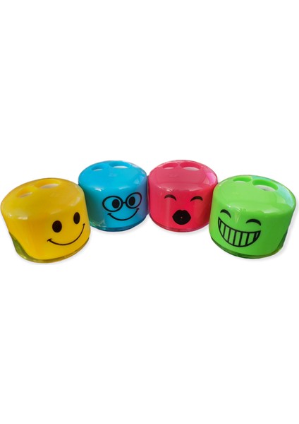 Çift Bıçaklı Atık Hazneli Emojili Kalemtraş 2573