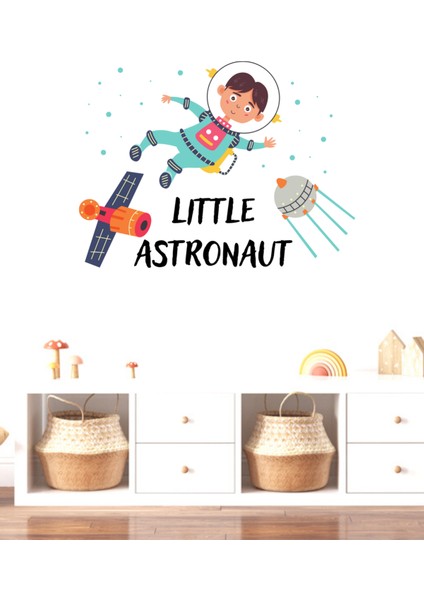 Little Astronaut Çocuk Odası Duvar Sticker, Bebek Odası Duvar Sticker, Kreş Duvar Dekoru