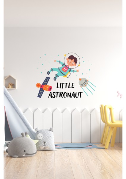 Little Astronaut Çocuk Odası Duvar Sticker, Bebek Odası Duvar Sticker, Kreş Duvar Dekoru