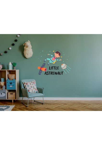 Little Astronaut Çocuk Odası Duvar Sticker, Bebek Odası Duvar Sticker, Kreş Duvar Dekoru