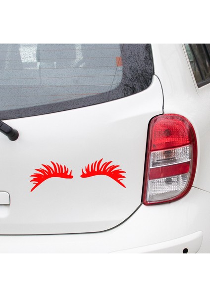 Göz Kirpik Araba Araç Oto ve Duvar Sticker 35 cm - Kırmızı