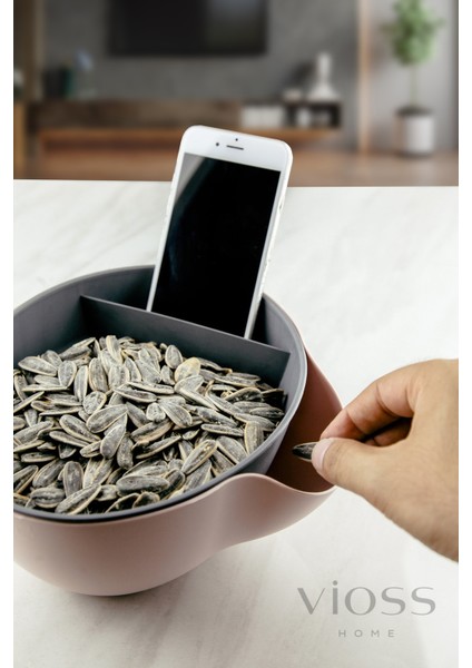 Telefon Standlı Hazneli Süzgeçli Meyvelik ve Çerezlik