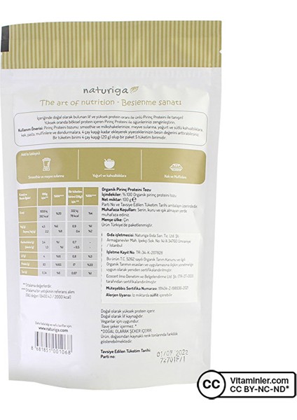 Organik Pirinç Proteini Tozu 100 Gr fiyatları