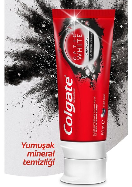 Optik Beyaz Kömür Diş Macunu 50 ml + 360 Gold Tekli Diş Fırçası