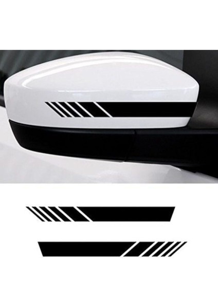 Yan Ayna Oto Şerit Sticker, Araba Sticker Siyah 6 Adet 15 x 2 cm