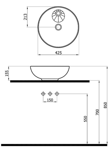 Batarya Delikli Çanak Lavabo 5010BT