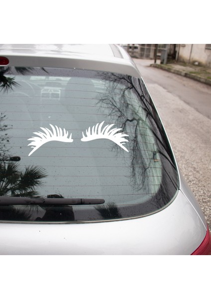 Göz Kirpik Araba Araç Oto ve Duvar Sticker 35 cm - Beyaz