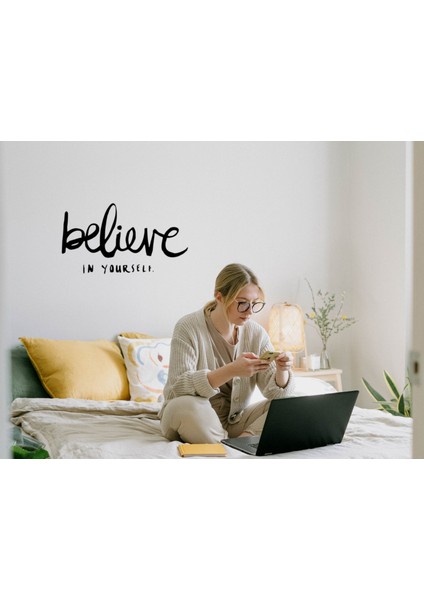 Kendinize Inanın -Metin Sticker-Duvar Dekoru, Ev Dekorasyonu, Motivasyon Çıkartması, Oda Çıkartması modelleri