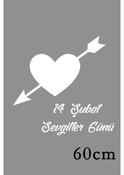 Sevgililer Günü Içinden Ok Geçmiş Içi Dolu Kalp 60 cm Sticker