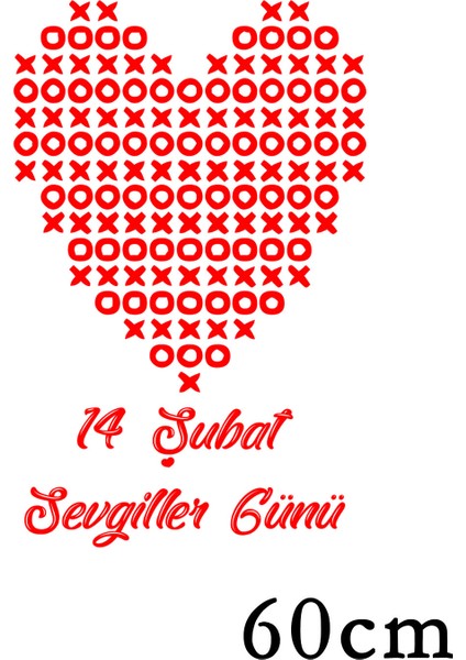 Sevgililer Günü Xox Oyunu Şeklinde Kalp 60 cm Sticker fiyatları