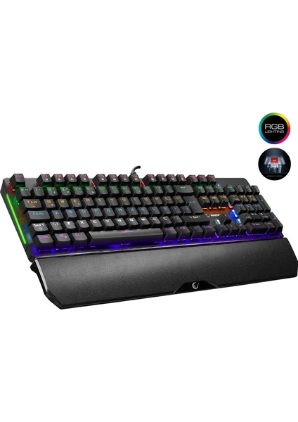 KB-R86 Umbra Siyah USB Rainbow Aydınlatmalı Red Switch Mekanik Gaming Oyuncu Klavye