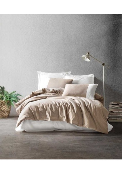 Cotton Box Plain Çift Kişilik Nevresim Takımı Vizon Krem