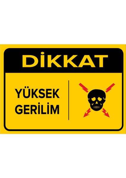 Dikkat Yüksek Gerilim Levhası - Sac Malzeme 35X50 cm