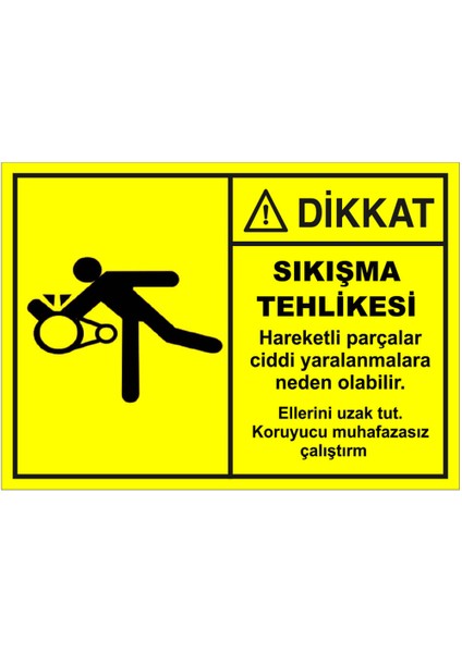 Sıkışma Tehlikesi Levhası - Dekote Malzeme 25X35 cm