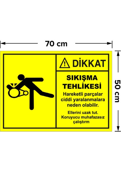 New Jargon Sıkışma Tehlikesi Levhası - Dekote Malzeme 50X70 cm