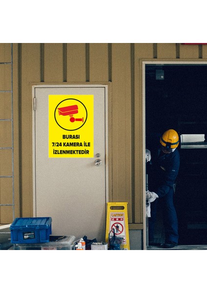 Burasi 7-24 Kamera Ile Izlenmektedir Levhası - Dekote Malzeme 25X35 cm modelleri