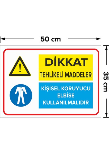 Tehlikeli Maddeler Kişisel Koruyucu Eldiven Kullanılmalıdır Levhası - Dekote Malzeme 35X50 cm