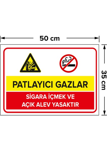 Patlayıcı Gazlar Sigara Içilmez Açık Alev Yasaktır Levhası - Dekote Malzeme 35X50 cm