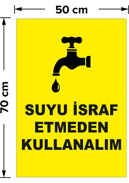 Suyu Israf Etmeden Kullanalım Levhası - Dekote Malzeme 50X70 cm