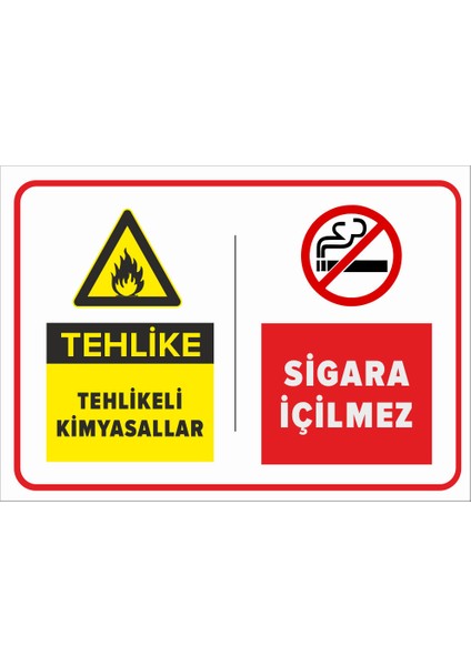 Tehlikeli Kimyasallar Sigara Içilmez Levhası - Dekote Malzeme 50X70 cm