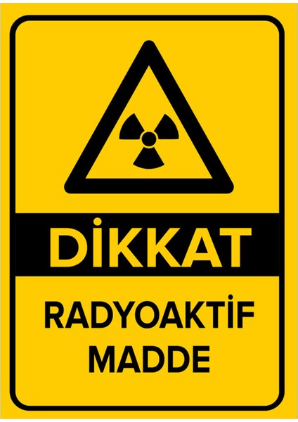 Dikkat Radyoaktif Madde Levhası - Dekote Malzeme 25X35 cm