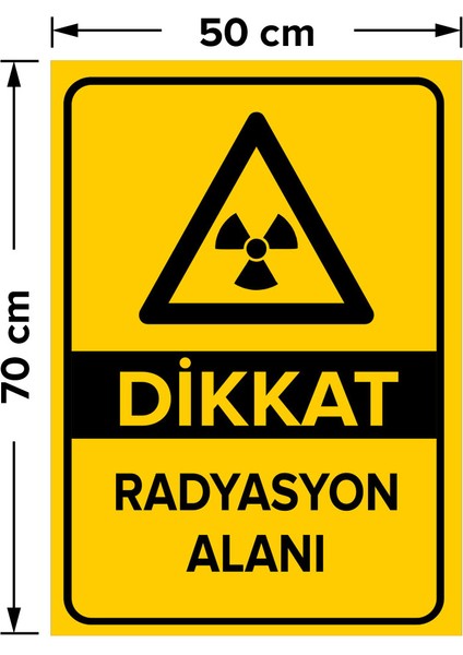 Dikkat Radyasyon Alanı Levhası - Dekote Malzeme 50X70 cm fiyatları