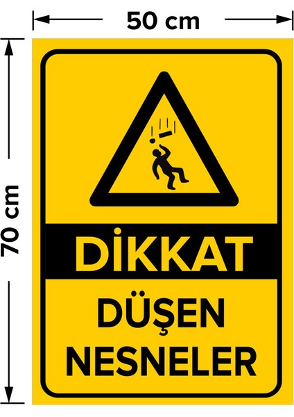 Dikkat Düşen Nesneler Levhası - Dekote Malzeme 50X70 cm