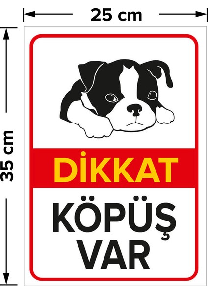 New Jargon Dikkat Köpek Var Levhası Dikkat Köpüş Var - Dekote Malzeme 25X35 cm