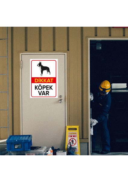 Dikkat Köpek Var Levhası Siyah Beyaz Boston Terrier - Dekote Malzeme 35X50 cm fırsatları