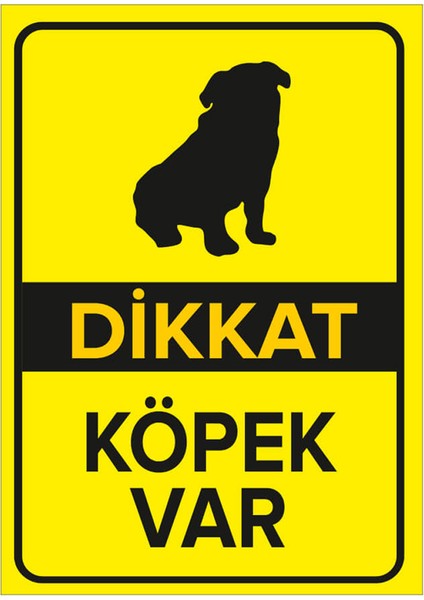 Dikkat Köpek Var Sarı Renk Levhası - Sac Malzeme 25X35 cm