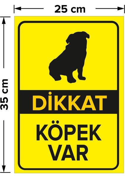 Dikkat Köpek Var Sarı Renk Levhası - Sac Malzeme 25X35 cm