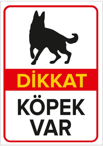 Dikkat Köpek Var Levhası Alman Çoban Köpeği - Sac Malzeme 35X50 cm