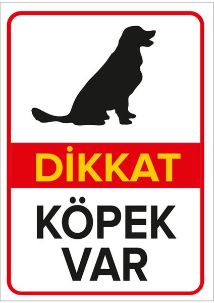 Dikkat Köpek Var Levhası Golden - Sac Malzeme 35X50 cm
