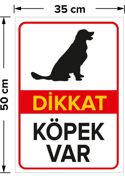 Dikkat Köpek Var Levhası Golden - Sac Malzeme 35X50 cm