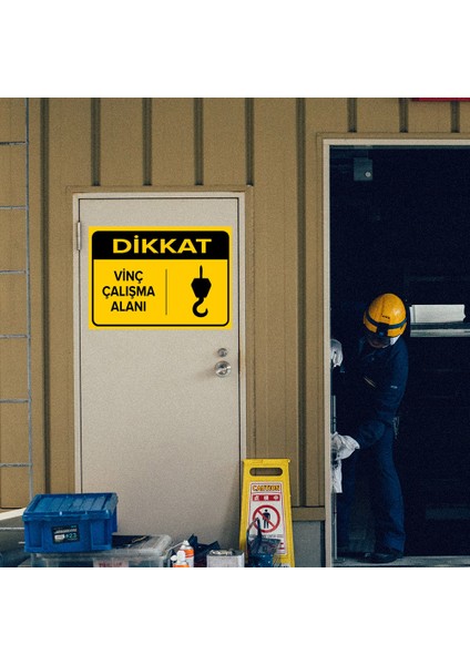Dikkat Vinç Çalışma Alanı Levhası - Dekote Malzeme 50X70 cm