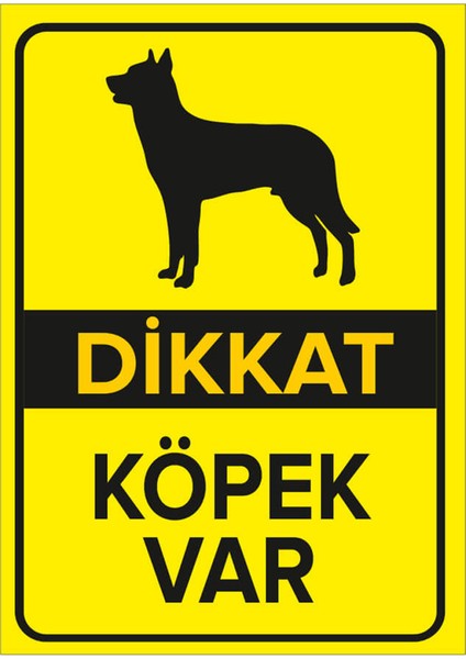 Dikkat Köpek Var Levhası Siyah Alman Kurdu - Sac Malzeme 35X50 cm