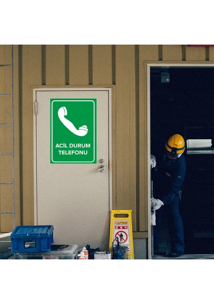 Acil Durum Telefonu Levhası - Dekote Malzeme 50X70 cm