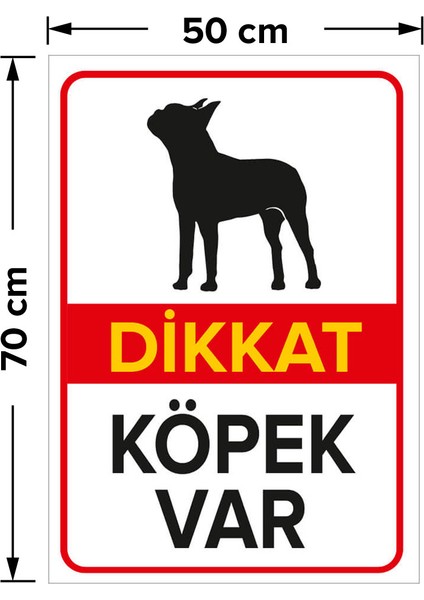 Dikkat Köpek Var Levhası Amerikan Pit Bull Teriyeri - Dekote Malzeme 50X70 cm