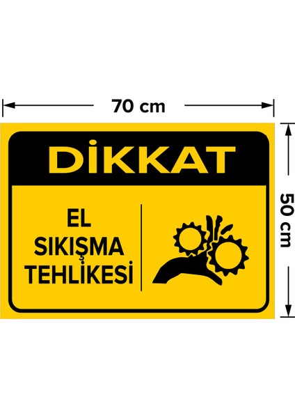 Dikkat El Sıkışma Tehlikesi Levhası - Dekote Malzeme 50X70 cm