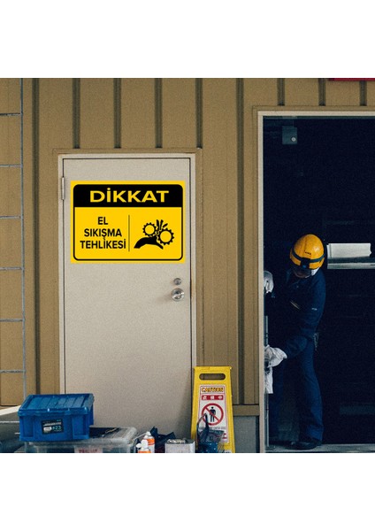 Dikkat El Sıkışma Tehlikesi Levhası - Dekote Malzeme 50X70 cm